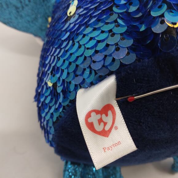 🍒TY Flippables Payton 9" Penguin Beanie Babies Toy Sequins Blue and White - Picture 4 of 8